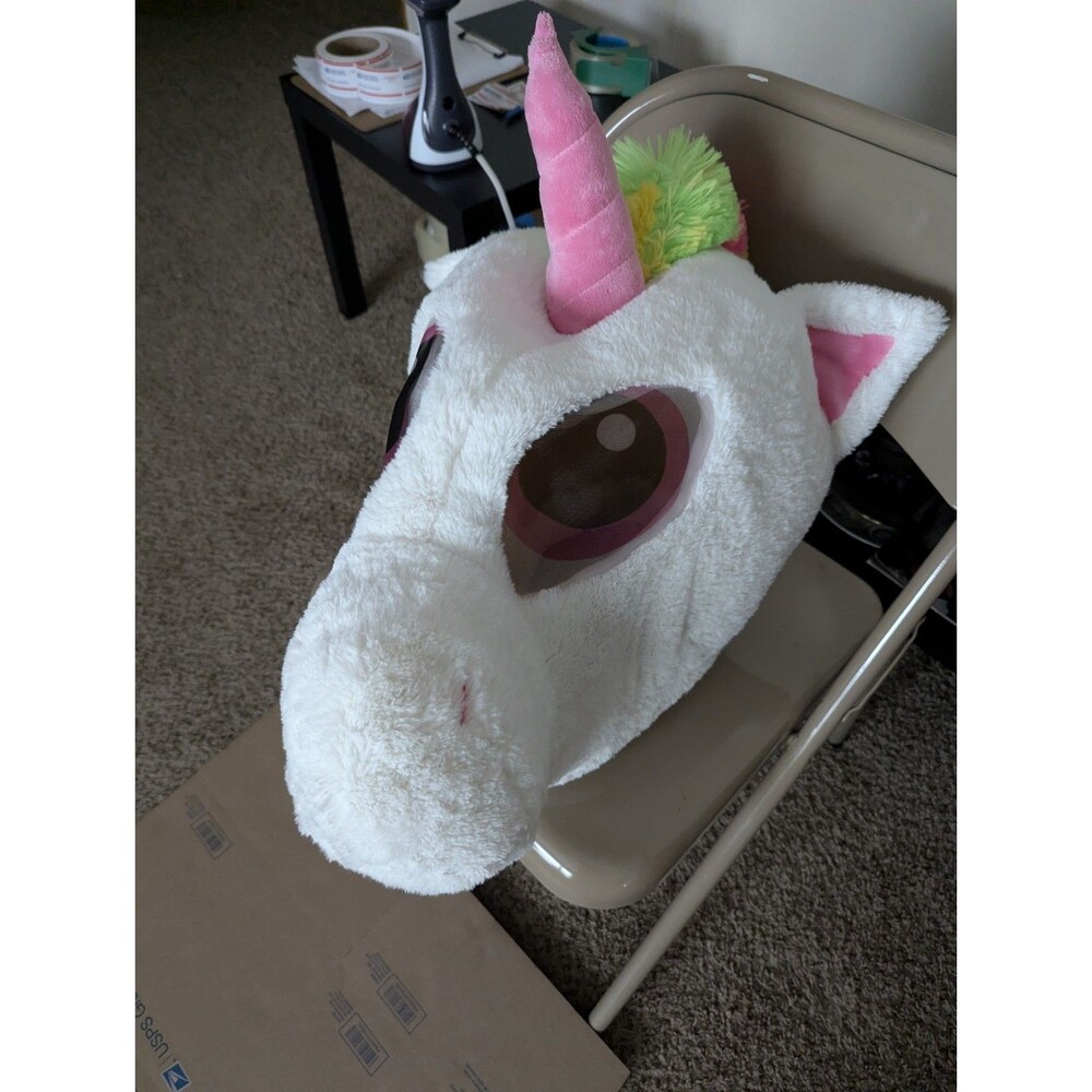 Dan Dee Greeter Heads Unicorn Plush Mascot Mask Rainbow Mane Cosplay Adult OS